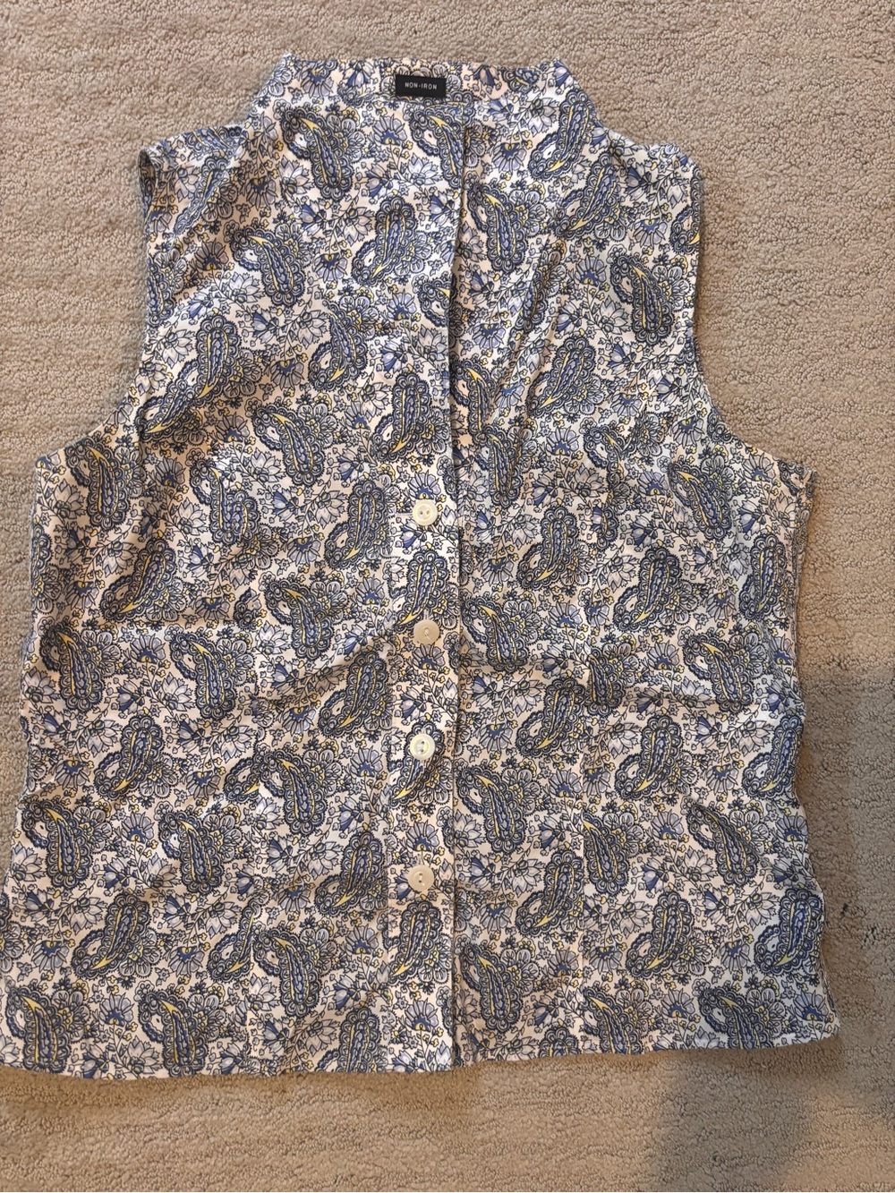 Jones New York Blue and White Paisley Print Blouse Size 8